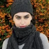 Aran Cable Knit Hat Pom Pom Charcoal