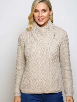 Cable Knit Side Zip Cardigan Parsnip