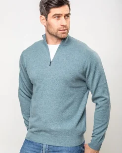 Cashmere and Merino wool 1/2 Zip Sweater Glacier