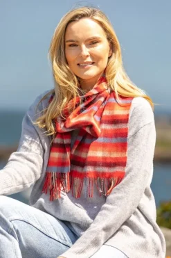 100% Cashmere Scarf Red Check