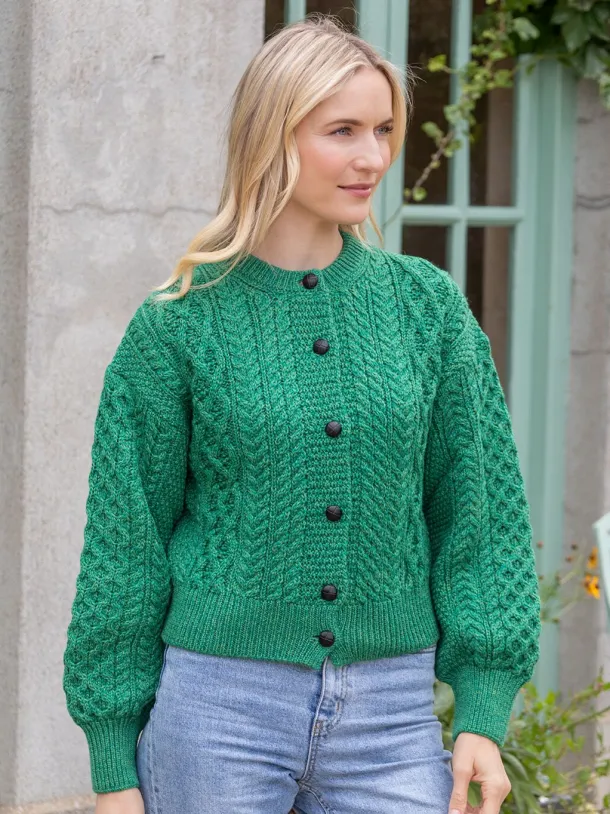 Clover Cropped Cardigan Green