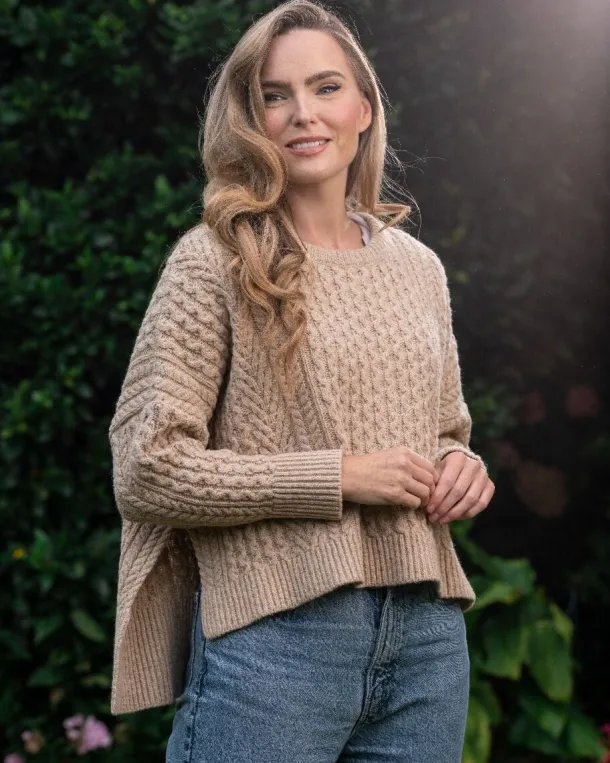 Cropped Aran Sweater Seashell