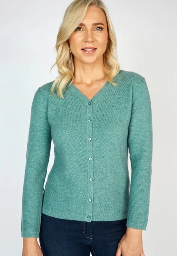 Extra Fine Merino Wool & Cashmere Cardigan Green