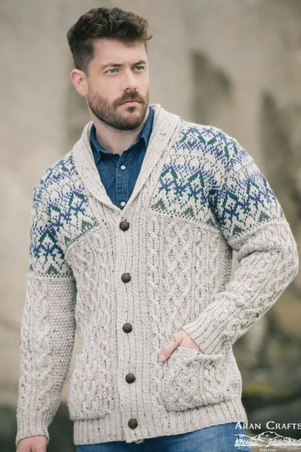 Fairisle Shawl Cardigan Oatmeal