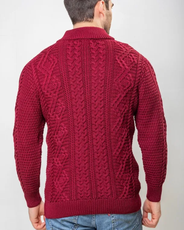 Heavyweight Extra Fine Merino Wool Half Zip Sweater - Berry