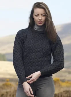 Irish Aran Unisex Sweater Charcoal