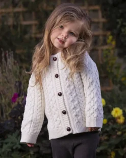 Kids Aran Cardigan Natural
