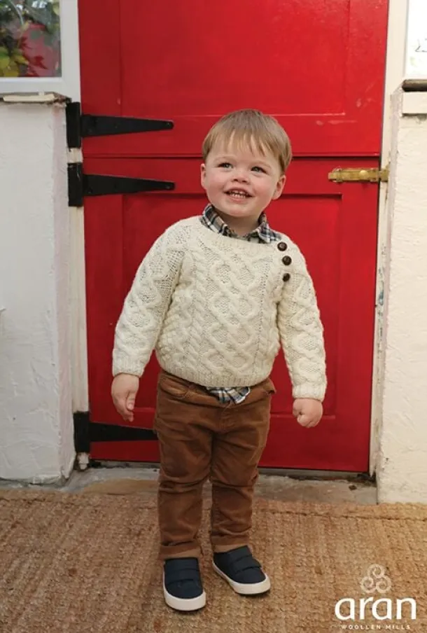 Kids Handknit Merino Sweater with button feature R404