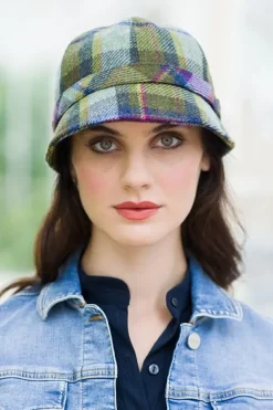 Ladies Irish Flapper Cap Purple Check Col: 574