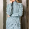 Long Side Zip Biker Jacket - 100% Merino Wool Aqua