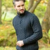 Mens Aran Half Zip Neck Sweater Blackwatch