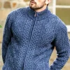 Mens Fisherman Full zip Cardigan Denim Marl