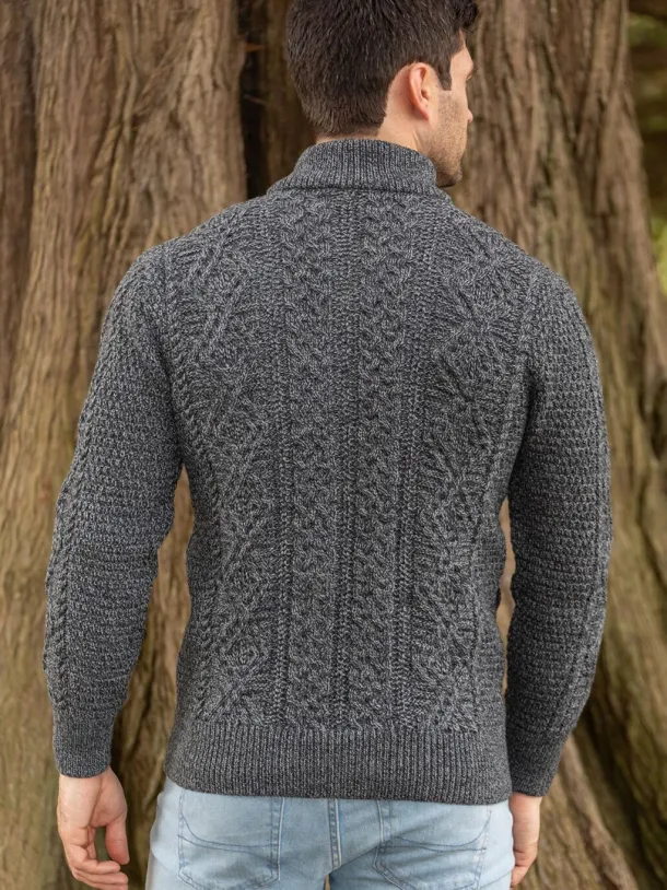 Men's Fisherman Full Zip Cardigan - Slate