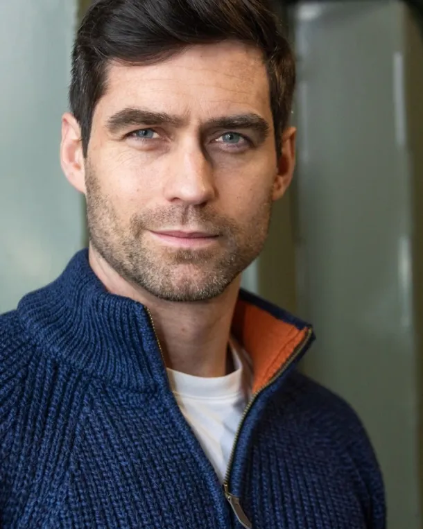 Men's half zip ribbed sweater Deep Water Blue