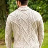 Mens v Neck Cable Knit Cardigan Parsnip