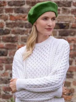 100% Merino Wool Beret Green