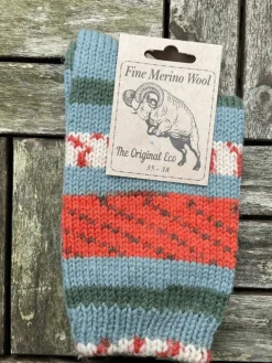 100% Merino Wool Fairisle Socks Orange Unisex
