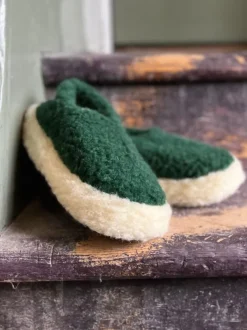Merino Wool Slippers Dark Green