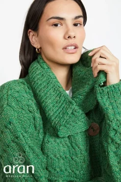 One Button Patchwork Cardigan Kelly green