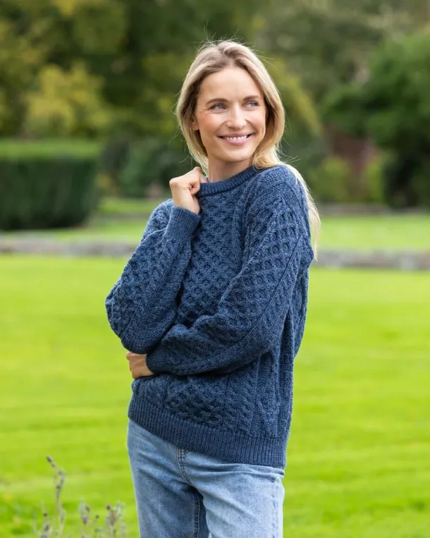 Pure Wool Aran Sweater Denim