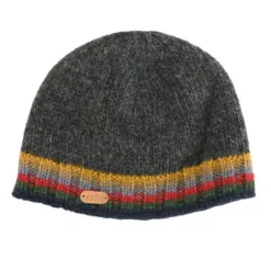 Rib Pullon Hat Charcoal with yellow/red band