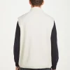 Sleeveless Lined Shetland Wool Cardigan Natural