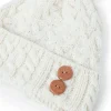 Super Soft Aran Hat with Triskelion Buttons - natural