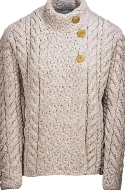 Supersoft Aran Cardigan with 3 buttons - Oatmeal