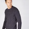Unisex Heavyweight Aran Sweater - Navy Marl