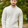 Unisex Merino Wool Aran Sweater - Natural