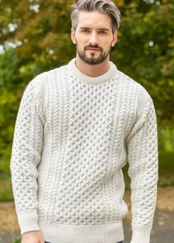 Unisex Merino Wool Aran Sweater - Natural