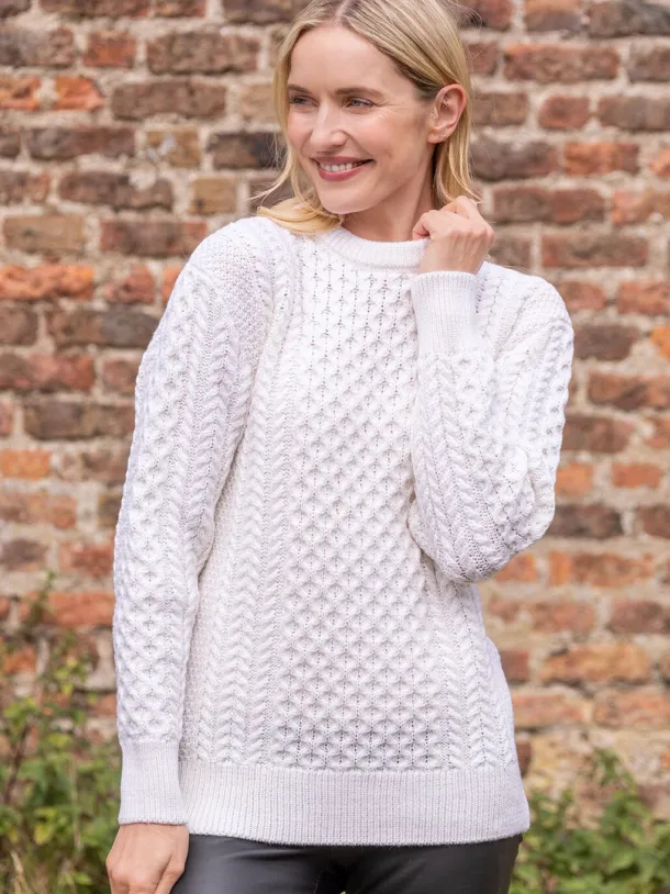 Unisex Merino Wool Aran Sweater Natural