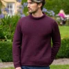 Unisex Roll Neck Sweater Merino Wool Dark Berry