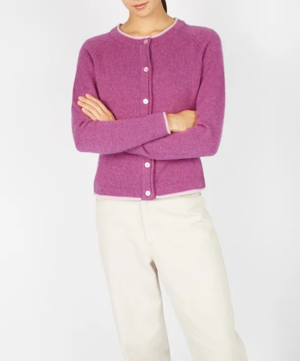 Wool and Cashmere Cardigan Pink Berry