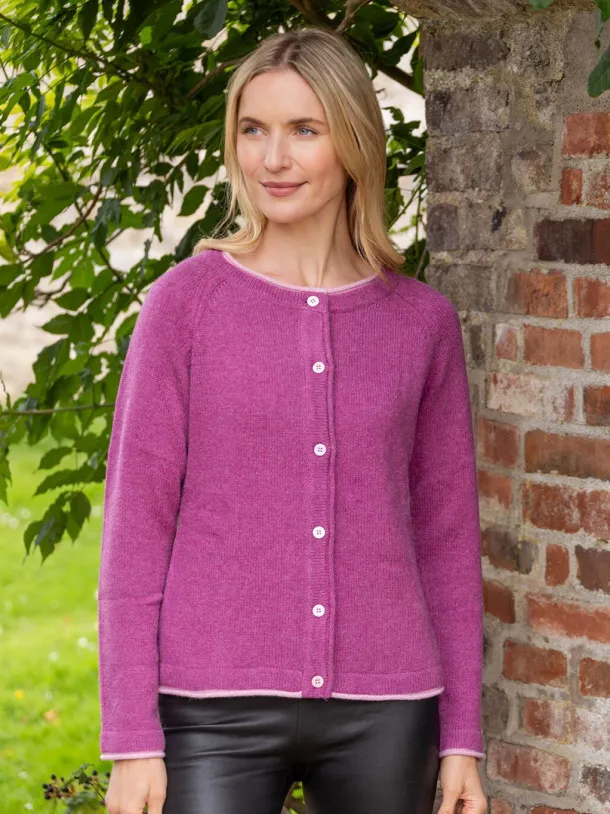 Wool and Cashmere Cardigan Pink Berry