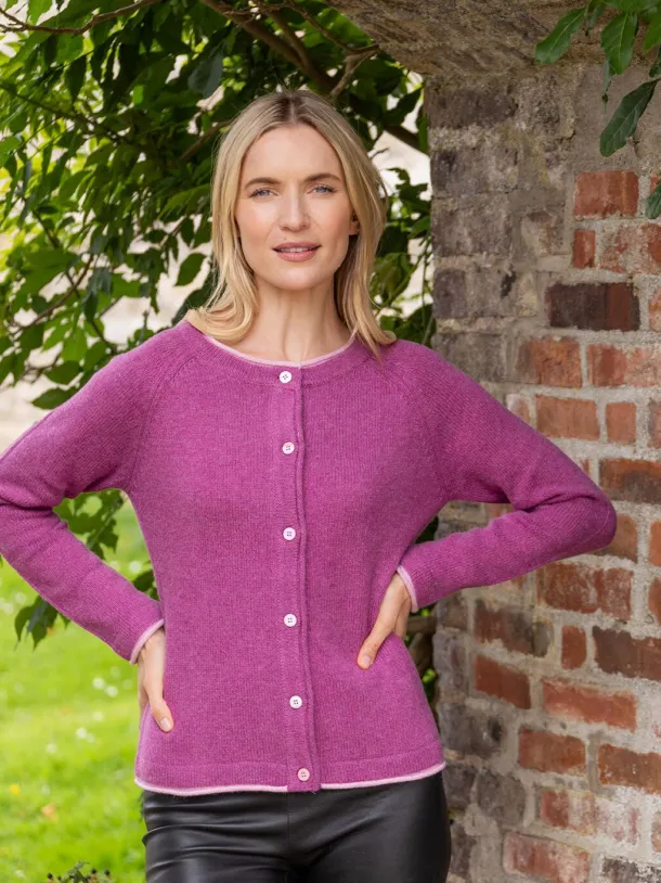 Wool and Cashmere Cardigan Pink Berry