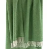 Wool and Cashmere Herringbone Throw Green Col.1491