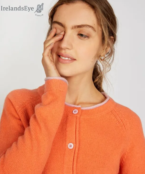 Wool and Cashmere Killiney Cardigan Coral